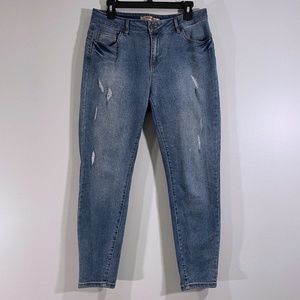 Highway Denim Ankle Length Skinny Jeans Light Distressing Medium Wash Juniors 13